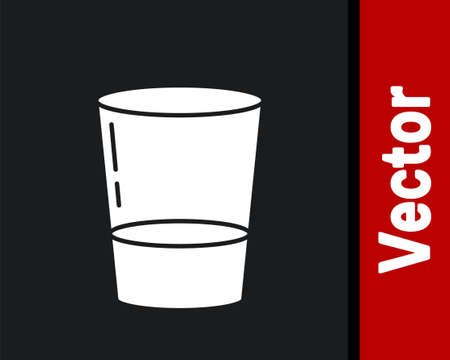 White Glass with water icon isolated on black background. Soda glass. Vector Illustrationのイラスト素材