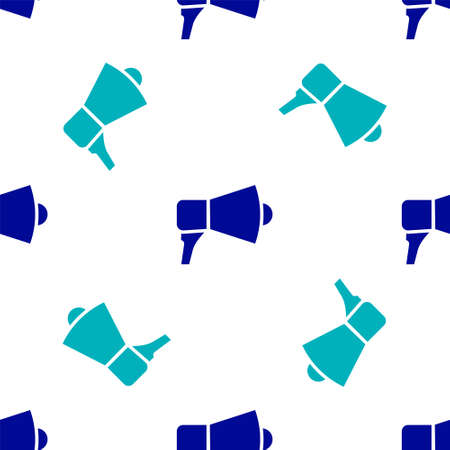 Blue Megaphone icon isolated seamless pattern on white background. Speaker sign. Vector Illustrationのイラスト素材