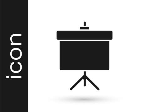 Grey Presentation board with graph, schedule, chart, diagram, infographic, pie graph icon isolated on white background. Vector Illustrationのイラスト素材