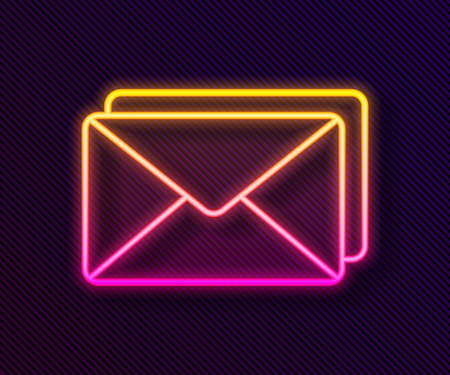 Glowing neon line Envelope icon isolated on black background. Email message letter symbol. Vector Illustrationのイラスト素材