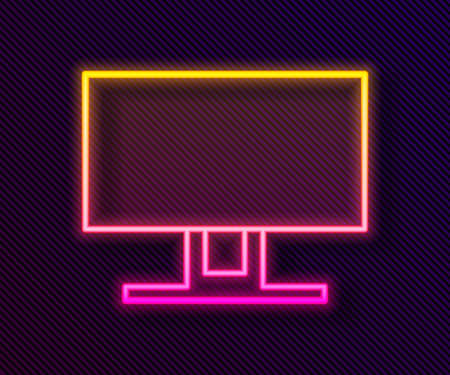 Glowing neon line Smart Tv icon isolated on black background. Television sign. Vector Illustrationのイラスト素材