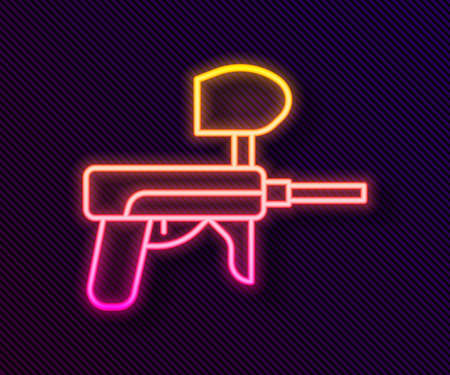 Glowing neon line Paintball gun icon isolated on black background. Vector Illustrationのイラスト素材