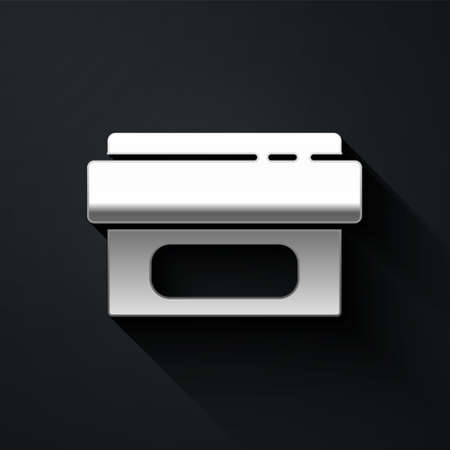 Silver Ointment cream tube medicine icon isolated on black background. Tube, container, toothpaste, cream sign. Long shadow style. Vector Illustrationのイラスト素材
