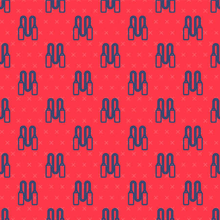 Blue line Jump rope icon isolated seamless pattern on red background. Skipping rope. Sport equipment. Vector Illustrationのイラスト素材