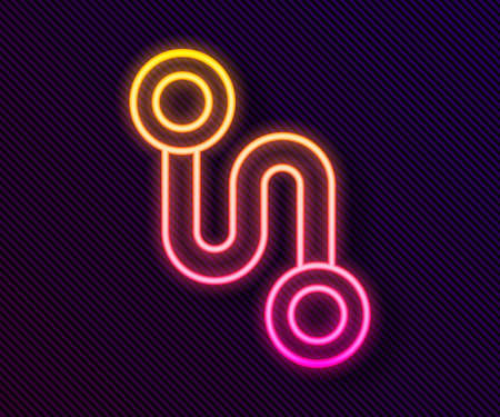 Glowing neon line Route location icon isolated on black background. Map pointer sign. Concept of path or road. GPS navigator. Vector Illustrationのイラスト素材