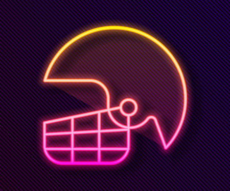 Glowing neon line American football helmet icon isolated on black background. Vector Illustrationのイラスト素材