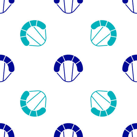 Blue Parachute icon isolated seamless pattern on white background. Extreme sport. Sport equipment. Vectorのイラスト素材