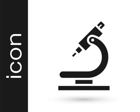 Grey Microscope icon isolated on white background. Chemistry, pharmaceutical instrument, microbiology magnifying tool. Vectorのイラスト素材