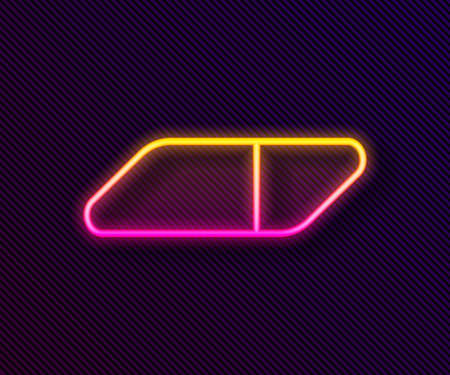 Glowing neon line Eraser or rubber icon isolated on black background. Vectorのイラスト素材