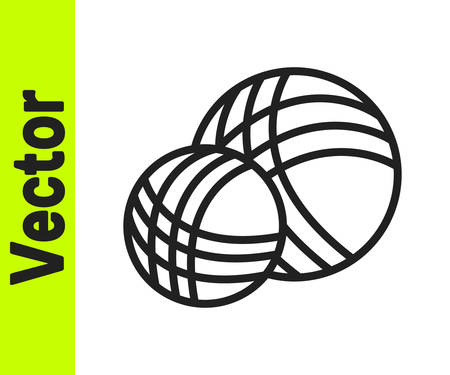 Black line Yarn ball icon isolated on white background. Label for hand made, knitting or tailor shop. Vectorのイラスト素材