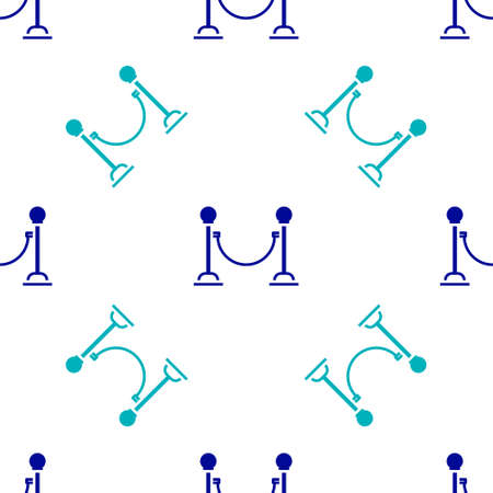 Blue Rope barrier icon isolated seamless pattern on white background. VIP event, luxury celebration. Celebrity party entrance. Vector Illustrationのイラスト素材