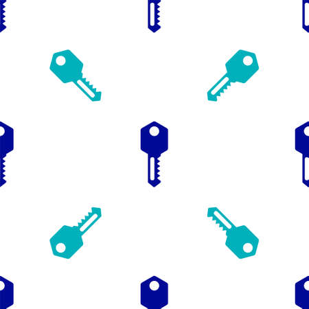 Blue House key icon isolated seamless pattern on white background. Vectorのイラスト素材