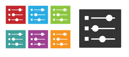 Black Car settings icon isolated on white background. Auto mechanic service. Repair service auto mechanic. Maintenance sign. Set icons colorful. Vectorのイラスト素材