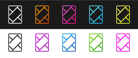 Set Gps device with map icon isolated on black and white background. Vector Illustrationのイラスト素材