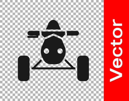 Black All Terrain Vehicle or ATV motorcycle icon isolated on transparent background. Quad bike. Extreme sport. Vectorのイラスト素材