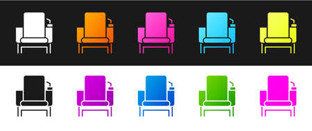 Set Cinema chair icon isolated on black and white background. Vectorのイラスト素材