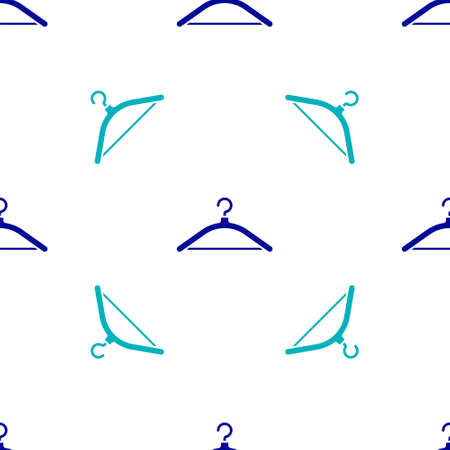 Blue Hanger wardrobe icon isolated seamless pattern on white background. Cloakroom icon. Clothes service symbol. Laundry hanger sign. Vectorのイラスト素材
