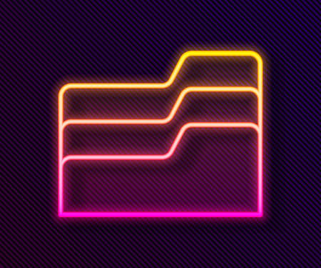 Glowing neon line Document folder icon isolated on black background. Accounting binder symbol. Bookkeeping management. Vectorのイラスト素材