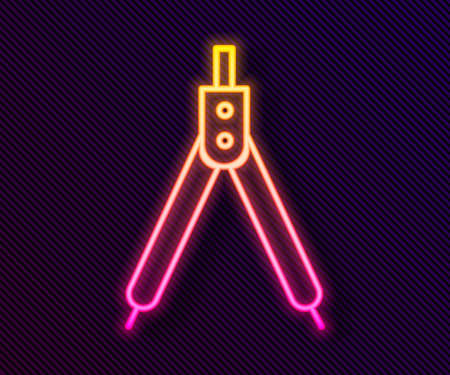 Glowing neon line Drawing compass icon isolated on black background. Compasses sign. Drawing and educational tools. Geometric instrument. Vectorのイラスト素材