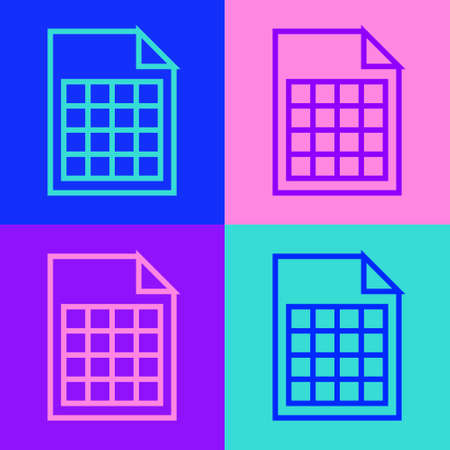 Pop art line File document icon isolated on color background. Checklist icon. Business concept. Vector Illustrationのイラスト素材