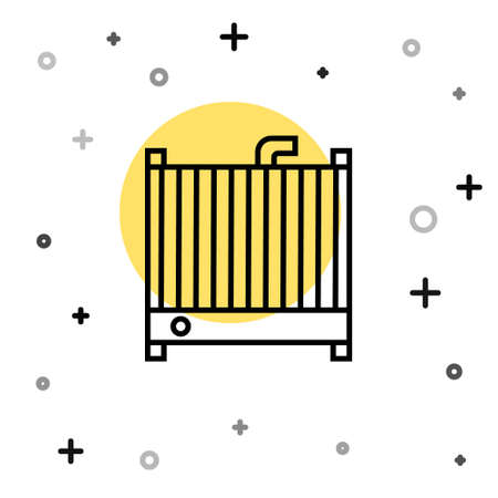 Black line Car radiator cooling system icon isolated on white background. Random dynamic shapes. Vector Illustrationのイラスト素材