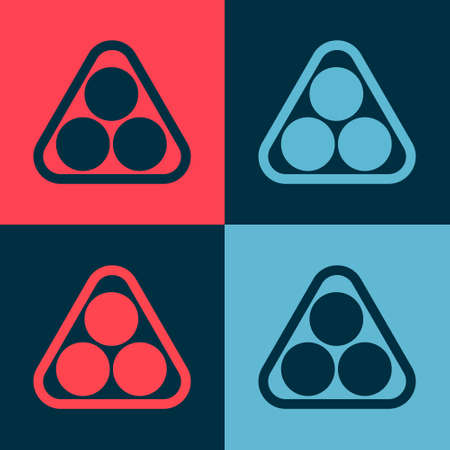 Pop art Billiard balls in a rack triangle icon isolated on color background. Vectorのイラスト素材