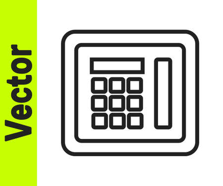 Black line Safe icon isolated on white background. The door safe a bank vault with a combination lock. Reliable Data Protection. Vectorのイラスト素材