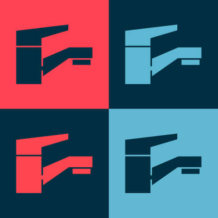Pop art Water tap icon isolated on color background. Vectorのイラスト素材