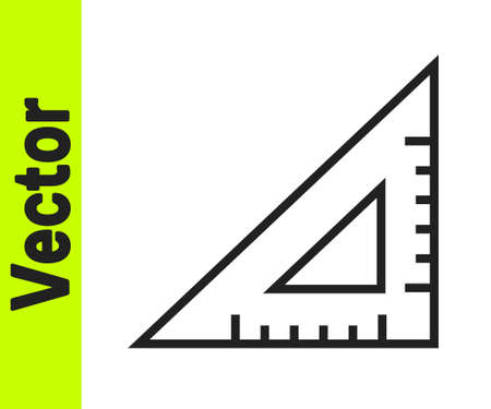 Black line Triangular ruler icon isolated on white background. Straightedge symbol. Geometric symbol. Vector Illustrationのイラスト素材