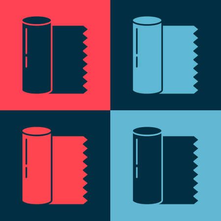 Pop art Textile fabric roll icon isolated on color background. Roll, mat, rug, cloth, carpet or paper roll icon. Vector Illustrationのイラスト素材