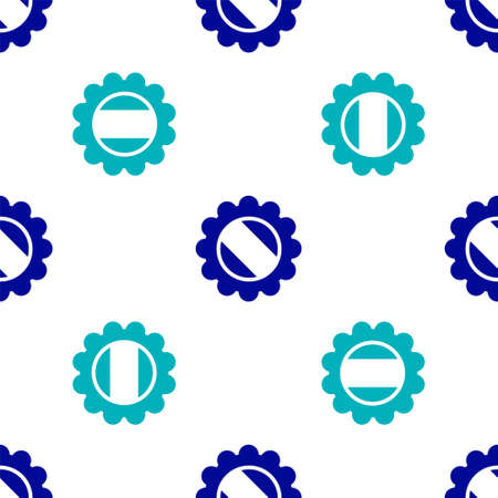 Blue Bottle cap icon isolated seamless pattern on white background. Vector Illustration.のイラスト素材