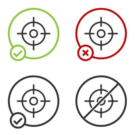 Black Target sport icon isolated on white background. Clean target with numbers for shooting range or shooting. Circle button. Vector Illustrationのイラスト素材
