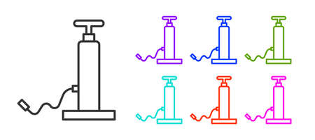 Black line Car air pump icon isolated on white background. Set icons colorful. Vector Illustrationのイラスト素材