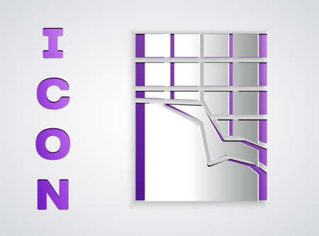 Paper cut Chocolate bar icon isolated on grey background. Paper art style. Vector Illustration.のイラスト素材