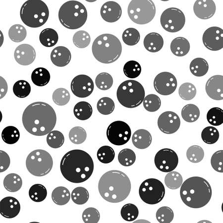 Black Bowling ball icon isolated seamless pattern on white background. Sport equipment. Vector Illustrationのイラスト素材