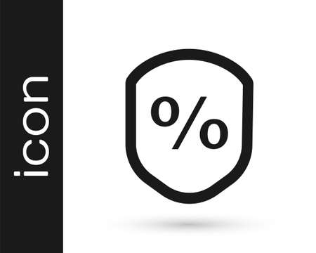 Grey Loan percent icon isolated on white background. Protection shield sign. Credit percentage symbol. Vector Illustration.のイラスト素材