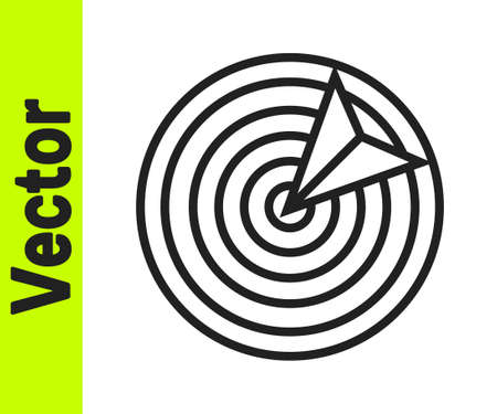 Black line Target sport icon isolated on white background. Clean target with numbers for shooting range or shooting. Vector Illustration.のイラスト素材