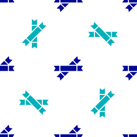 Blue Sugar stick packets icon isolated seamless pattern on white background. Blank individual package for bulk food products as coffee, salt, spices. Vector Illustrationのイラスト素材