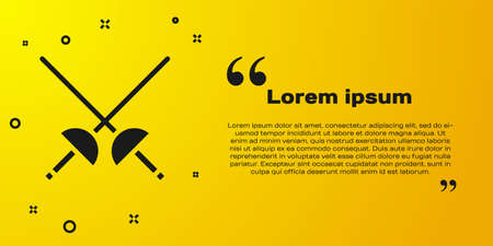 Black Fencing icon isolated on yellow background. Sport equipment. Vector Illustration