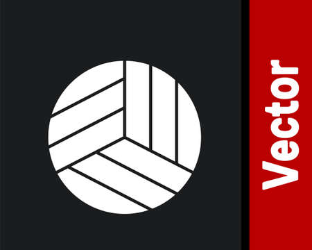 White Volleyball ball icon isolated on black background. Sport equipment. Vector Illustration.のイラスト素材