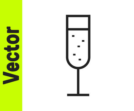 Black line Glass of champagne icon isolated on white background. Vector Illustrationのイラスト素材