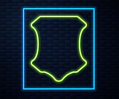 Glowing neon line Leather icon isolated on brick wall background. Vector Illustrationのイラスト素材