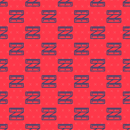 Blue line Tape measure icon isolated seamless pattern on red background. Measuring tape. Vector Illustrationのイラスト素材