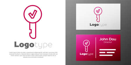 Logotype line Key icon isolated on white background. Logo design template element. Vector Illustration.のイラスト素材