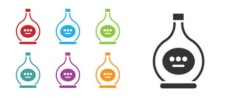 Black Bottle of cognac or brandy icon isolated on white background. Set icons colorful. Vector Illustrationのイラスト素材