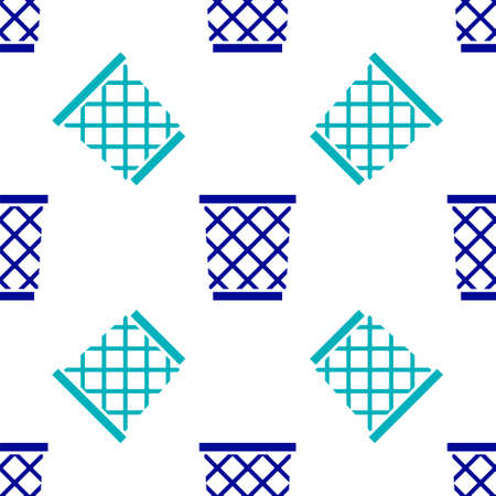 Blue Trash can icon isolated seamless pattern on white background. Garbage bin sign. Recycle basket icon. Office trash icon. Vector Illustration.のイラスト素材