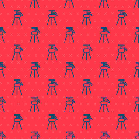 Blue line Tripod icon isolated seamless pattern on red background. Vector Illustrationのイラスト素材