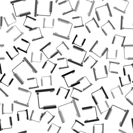 Black Table lamp icon isolated seamless pattern on white background. Table office lamp. Vector Illustration.のイラスト素材