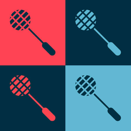 Pop art Tennis racket icon isolated on color background. Sport equipment. Vector Illustrationのイラスト素材