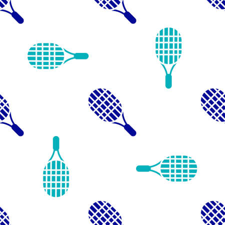 Blue Tennis racket icon isolated seamless pattern on white background. Sport equipment. Vector Illustrationのイラスト素材